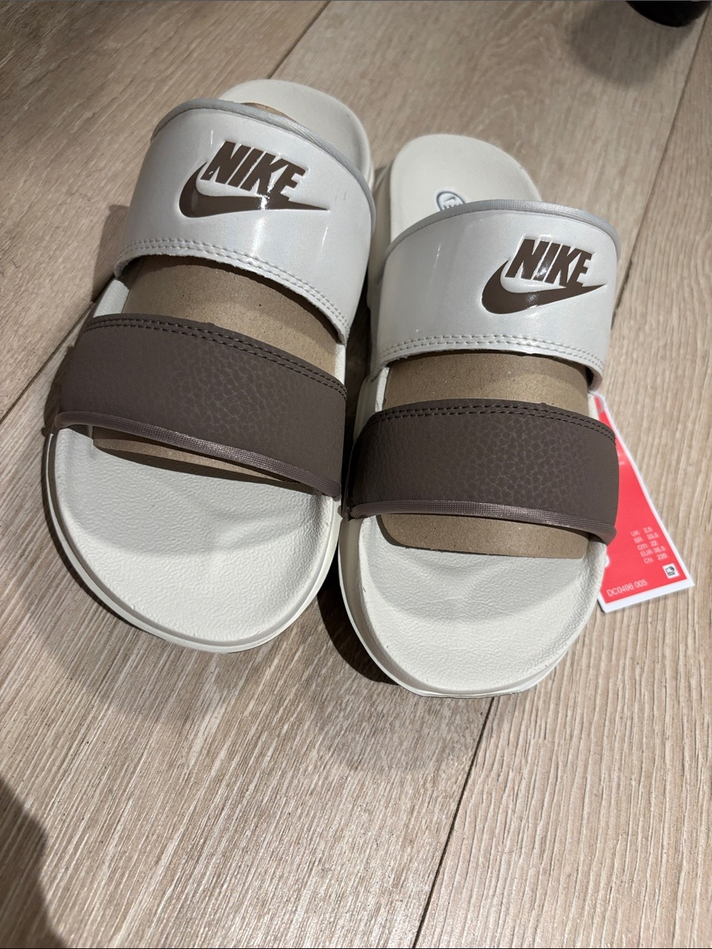 Nik Women's Offcourt Duo Slide in the Phantom Mink Brown colorway size 5w/3.5k